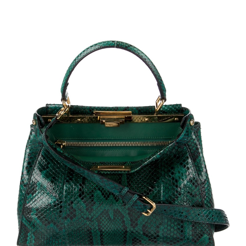 Fendi Medium Python Peekaboo Green Bag - image 5